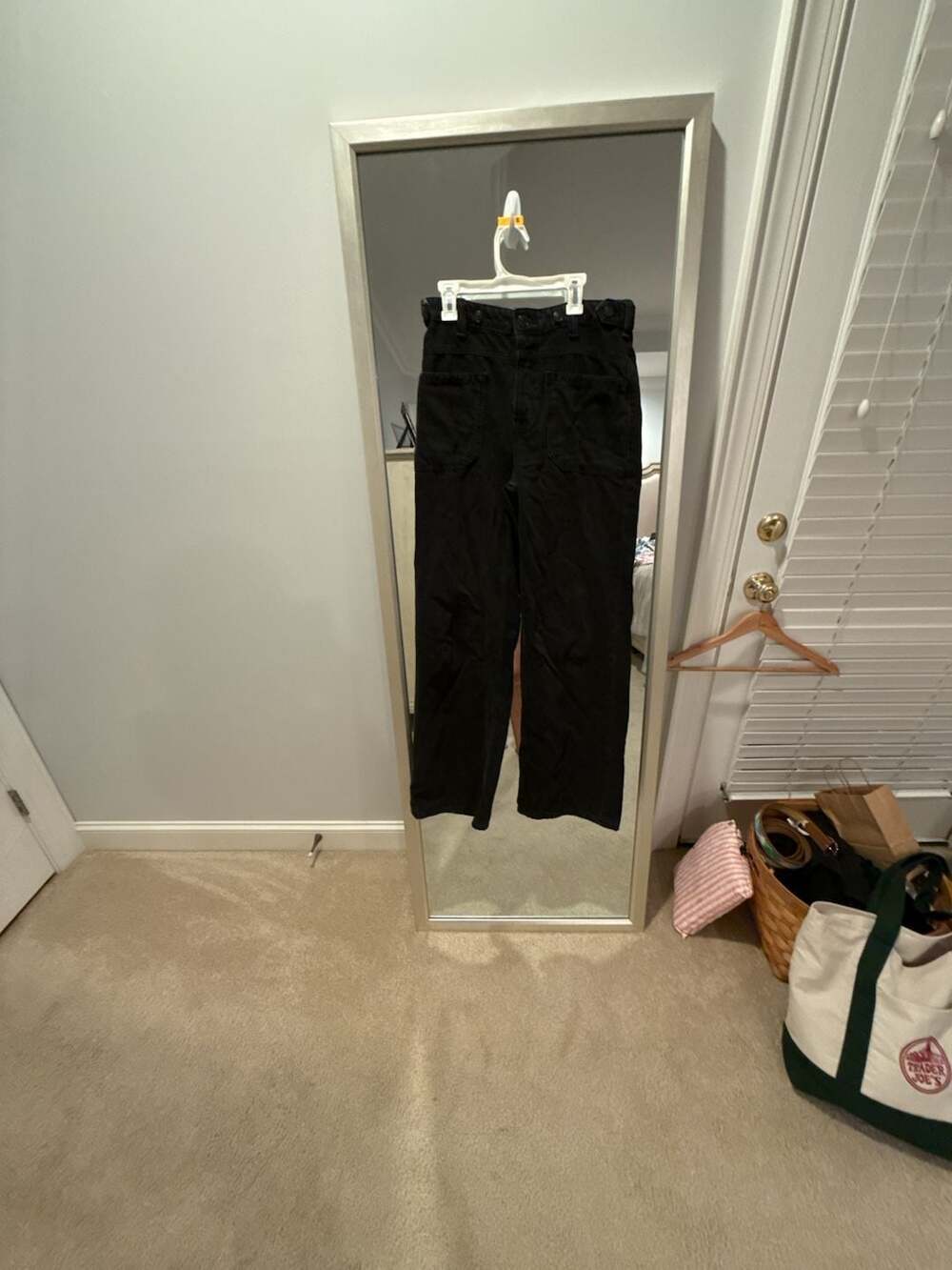 Free People Black High Rise Wide Leg Denim Trousers